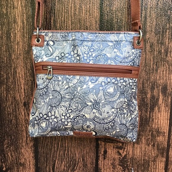 Sakroots Navy Blue Spirit Desert Floral Crossbody Trip Pouch Adjustable Strap - Picture 12 of 14